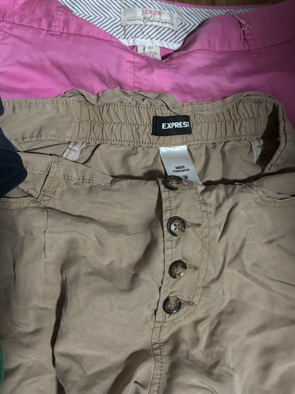 Express Kids Tan Cotton Button-Front Shorts
